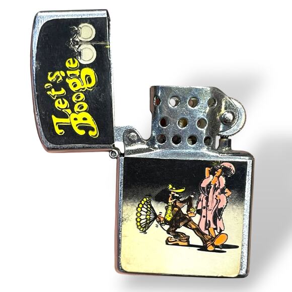 Vintage 1970s “Let’s Boogie” Flip-Top Lighter – R. Crumb–Style Art – Japan - Picture 2 of 5